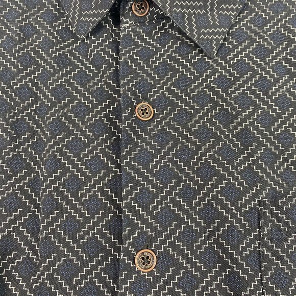 Nat Nast Hawaiian Shirt Men's XL Black Blue White Geometric Silk Blend Logo, EUC - Picture 4 of 6